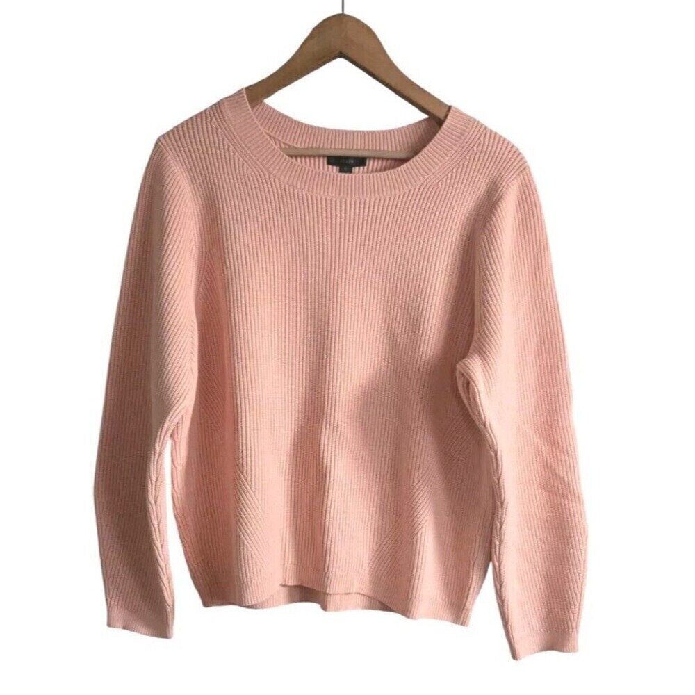 J Crew Orange Ribbed Knit Sweater Crew Neck Thick Size Small Minimalist